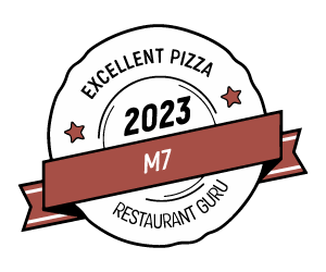 Premio de la revista "Restaurant Guru" a Pizza Excelente al Restaurante M7 en el año 2023